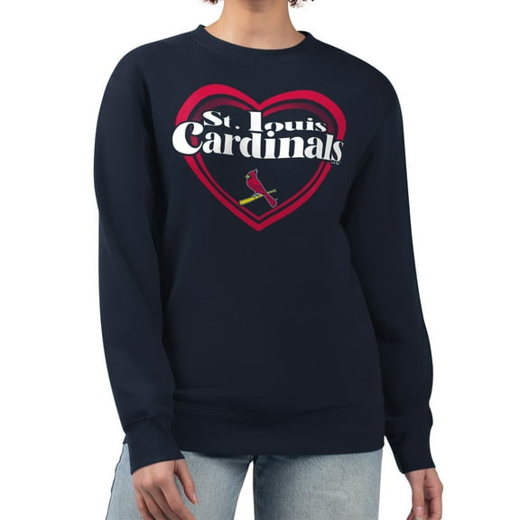 Women's G-III 4Her by Carl Banks Navy St. Louis Cardinals Double Heart Fleece Pullover Sweatshirt