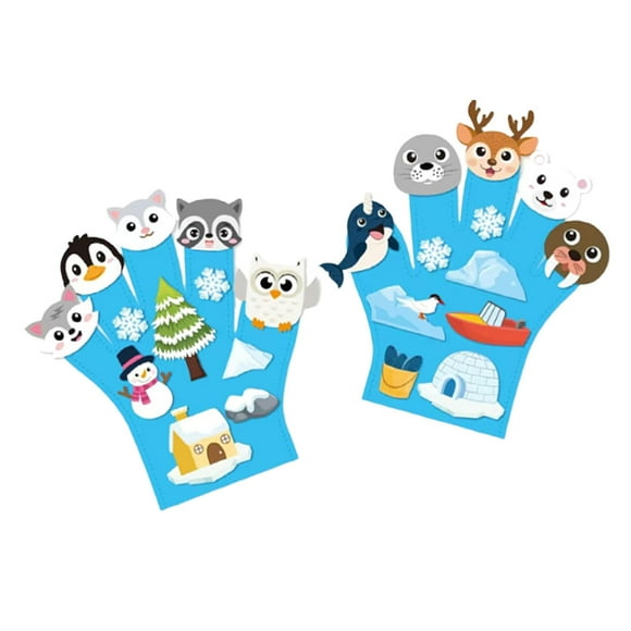2pcs animales sentí historias títeres de , títeres de mano de narración de bricolaje para niños animales juguetes de títeres para la reunión Tema ártico