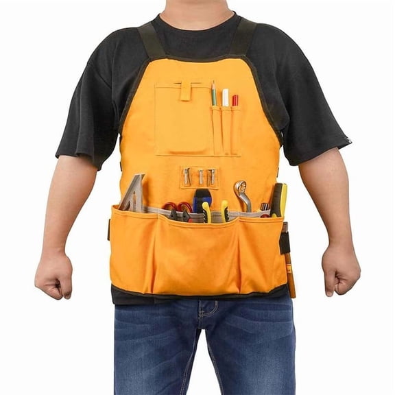 Work Tool Apron for Men and Women, Torso Length with 21 Tool Pockets, Durable Canvas Apron, Enthusiasts, Gifts for Men Dad Father(Yellow)