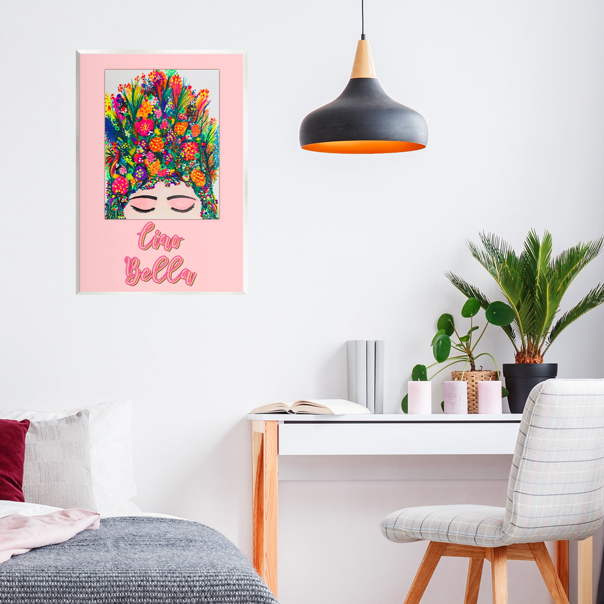 Stupell Industries Ciao Bella Floral Woman Wall Plaque Art, design by Pooja Dave