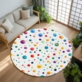 thumbnail image 3 of 7ft Round Rug, Colorful Polka Dot Non-Skid Rubber Backing Large Area Rugs - Living Room Bedroom Home Office, Rainbow Color Polka Dots Abstract Indoor Floor Mat Carpets Washable Rug, 3 of 9