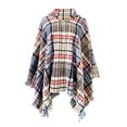 thumbnail image 2 of Mode Femmes Cape Châle à Carreaux Tricot Cardigan Cape, 2 of 5