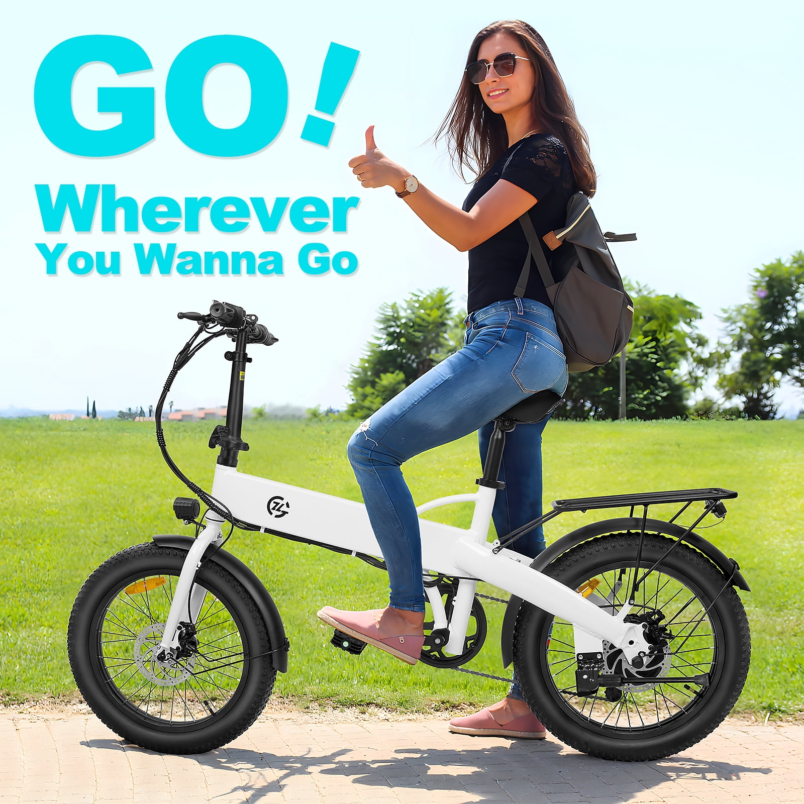 Zoonlai Electric Bike for Adults,750W Motor Foldable 48V 10.4Ah Removable Battery,20" Fat Tire,City Urban Commuting Bicycles,UL2849