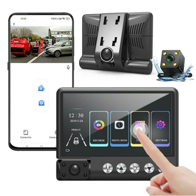 Dash Cam,3 Channel Dash Cam Front And Rear Inside,1080P Dash Camera For Cars,Dashcam Three Way Car Camera With IR Night Vision,Loop Recording,Motion Detection