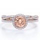 thumbnail image 1 of JeenMata Anillo Nupcial con Diseño Infinito de Pavé de Moissanita y Morganita de Talla Brillante Redonda de 1,5 Quilates Engastado con Halo de Cuatro Puntas Engastado en Plata, 1 of 6