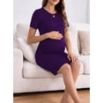 thumbnail image 4 of Bearsland Female Short Sleeve Knee-Length Maternity Dress Side Ruched Pregnancy Bodycon Dress 2-Pack, 4 of 9