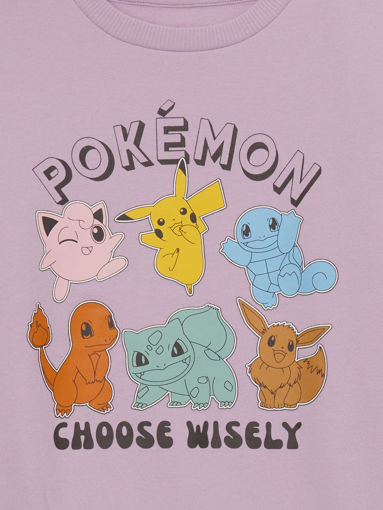 Pokémon Girls Choose Wisely Graphic Crewneck Fleece Sweatshirt, Size 4-16