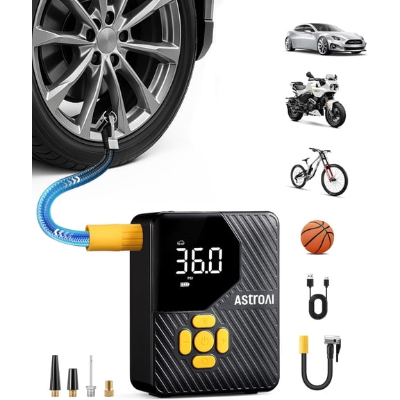 L7 Mini Tire Inflator Portable Air Compressor,150 PSI Portable Tire Inflator for Car,Mini Bike Pump,Tire Inflator for Cars,Motorcycle,Bike,Ball with Tire Pressure Gauge&LED Lights