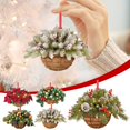 thumbnail image 2 of Cesta de flores Artificial colgante de Navidad 2D, guirnalda verde y roja, adornos de árbol de Navidad, decoración de Feliz Navidad, Noel, 2 of 4