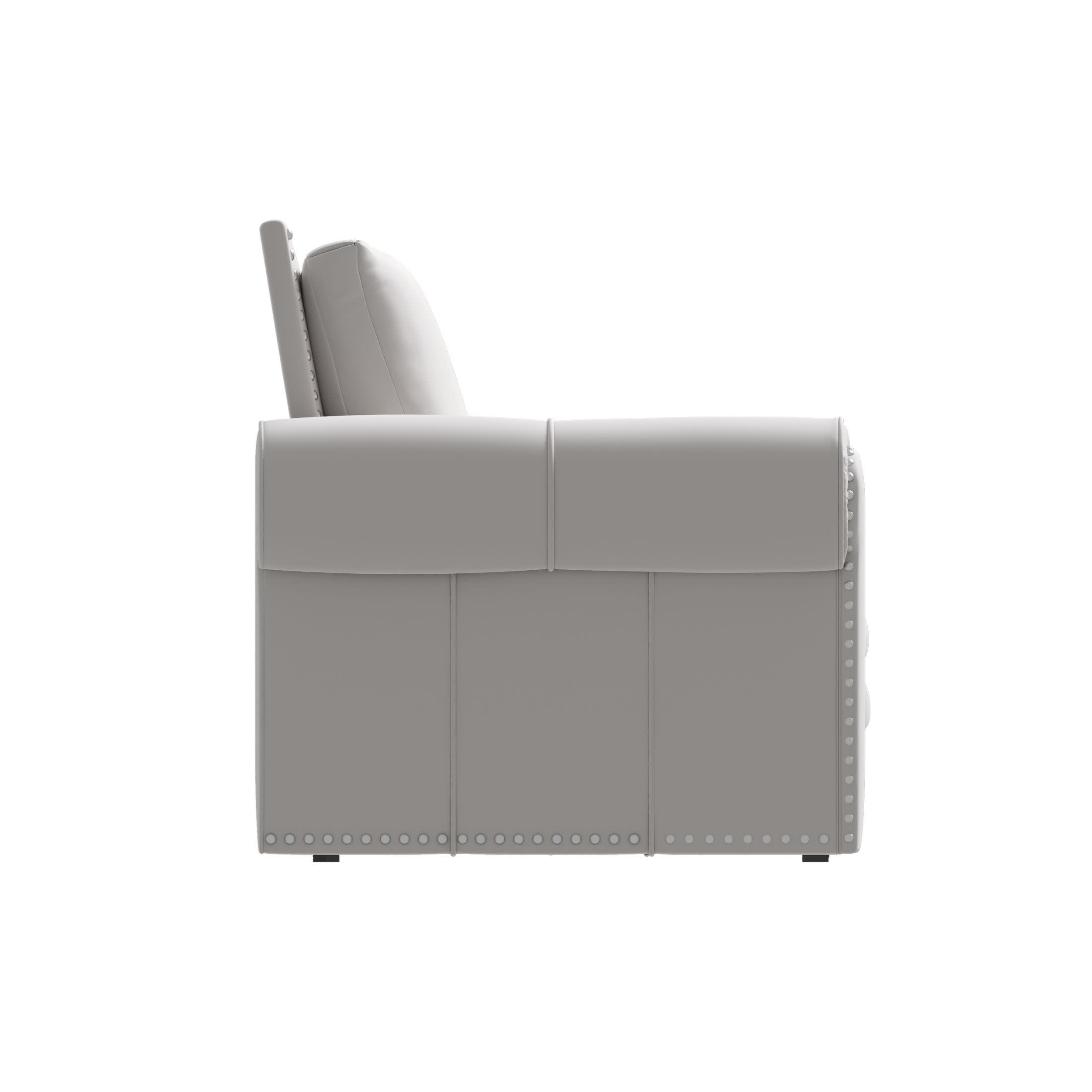 Noble House Lexair Velvet Chesterfield Pull Out Sofa Bed, 3-in-1 King Sleeper Couch with Nailheads & Rolled Arm, Beige White