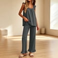 thumbnail image 4 of LEKWK Pajama Sets for Women 2 Piece Ruffle Square Neck Tank Top and Wide Leg Pants Cute Beach Vacation Casual Home Lounge Sleepwear, 4 of 9