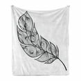 thumbnail image 1 of Abstract Art Soft Flannel Fleece Blanket, Artistically Drawn Ornamental Tribal Feather Image in Monotone Style, Cozy Plush for Indoor and Outdoor Use, 70" x 90", Charcoal Grey White, by Ambesonne, 1 of 5