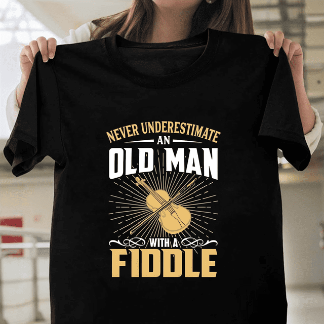 Old Man Fiddle Bluegrass Music Musician Instrument Graphic V17017 Unisex T-Shirt, Up to Size 5XL