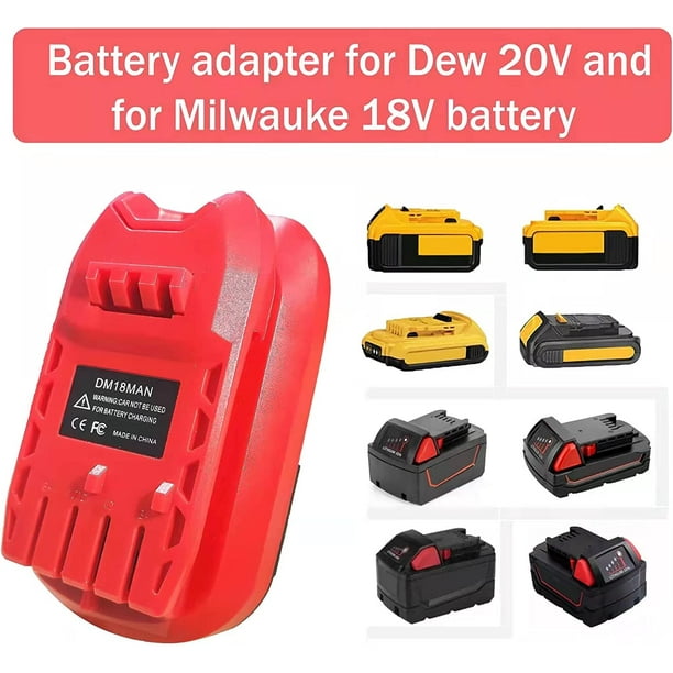 Battery Adapter for Craftsman 20V Cordless Tools DM18MAN Adaptor for DeWalt 20V and for Milwaukee 18V Li on Battery Convert to for Craftsman New 20V Power Tool Battery Replacement Red Walmart Business...
