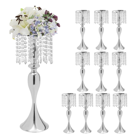 Crystal Flower Stand Wedding Centerpieces for Tables, Flower Holders Centerpiece Metal Flower Vase for Wedding Party Reception Dining Room Living Room Decor