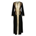 thumbnail image 4 of Elegant Muslim Abaya Dress With Embroidery Long Sleeve Robe And Inner Gown Two Piece For/Black/S, 4 of 5