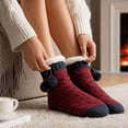 thumbnail image 5 of Voska Winter Warm Thick Fleece Lined Non Slip Floor Socks Adult Cozy Home Slipper Socks with Grippers Indoor Anti Skid Socks for Men Women Wine One Size, 5 of 5
