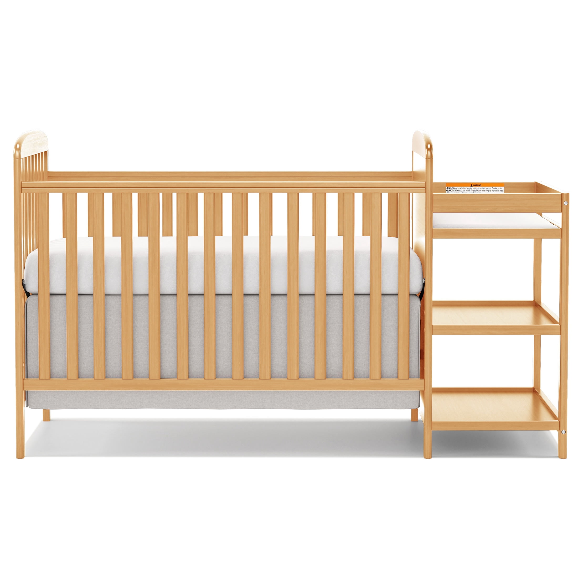 Conchico 3-In-1 Convertible Crib and Detachable Changer, New Zealand Pinewood Baby Crib, Toddler Daybed Bed with 3 Heights, Non-Toxic Finish, Easy to Assemble, Natural