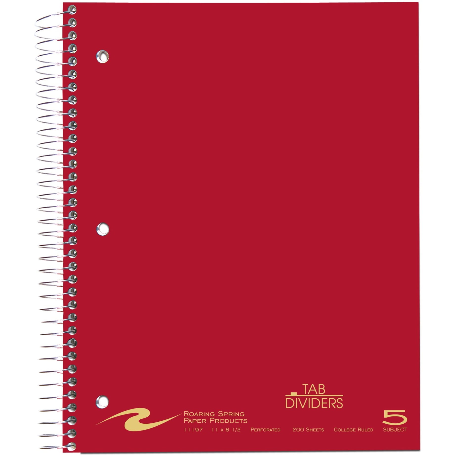 WB NOTEBOOK W/TABS 5SUB 11'x8.5' COLLEGE RULED ASST COV