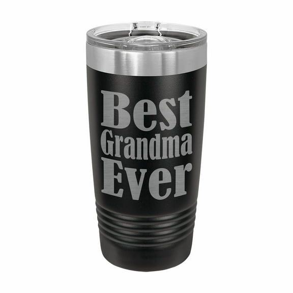 PrecisionNC Grandma Gifts Best Grandma Ever Engraved Stainless Steel Travel Mug Tumbler with Lid Mothers Day 20 ounce Black