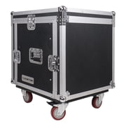 Sound Town 10U PA DJ Pro Audio Rack/Road ATA Case with 11U Slant Mixer Top, 20 Rackable Depth and Casters, 10 Space Size, Pro Tour Grade (STMR-10UW)