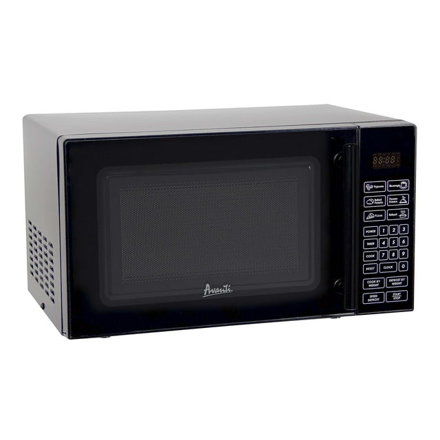 Avanti MT81K1BH Horno microondas compacto de 700 vatios con 6 configuraciones de precocción, descongelación rápida, panel de control electrónico y plato giratorio de vidrio, negro