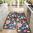 thumbnail image 4 of Kitchen Rugs Sets Of 2,Pioneer Flower Floral Print Pattern Anti Fatigue Kitchen Mat Rugs Non Slip Washable,Decorative Kitchen Floor Mats for Kitchen,Sink,Laundry,17"x47"+17"x47", 4 of 5