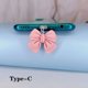 thumbnail image 1 of 1 Uds. Lindo lazo rosa teléfono tapón antipolvo accesorios decoración colgante para iPhone para Samsung puerto de carga tipo C, 1 of 5