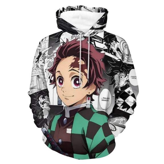 Demon Slayer Unisex Adult Hoodie Casual Hooded Sweatshirt Pullover Novelty 3D Printed Sweater Jacket S