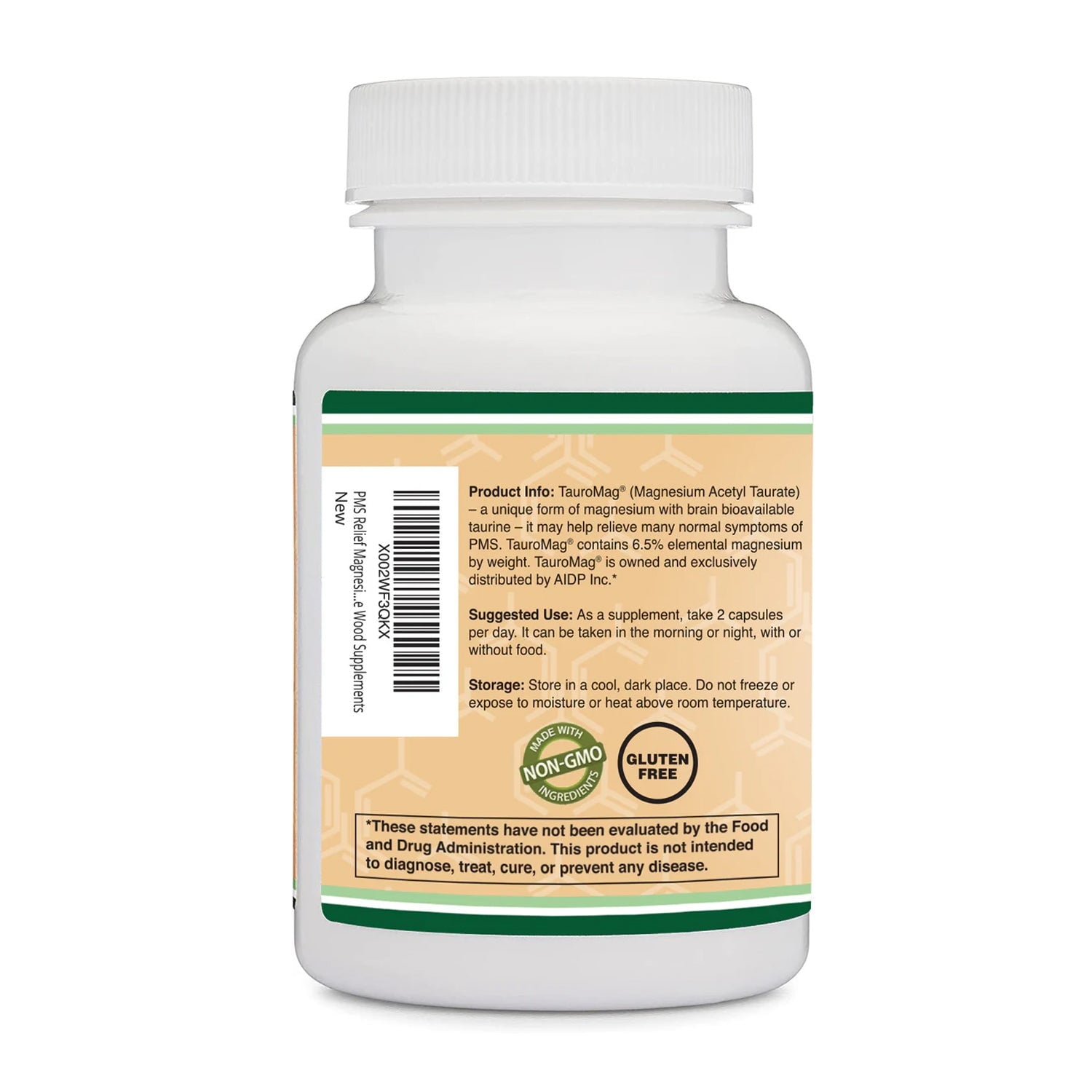 Magnesium Acetyl-Taurate - 60 x 350 mg capsules - PMS Support