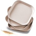 thumbnail image 1 of 4 platos cuadrados de 15 cm de paja de trigo, irrompibles y ligeros, para aperitivo, cereales, reutilizables, para niños, niños pequeños - Beige, 1 of 5