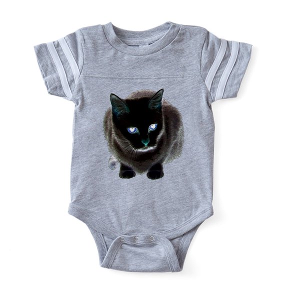 CafePress - Bl_Blue Black Cat - Cute Infant Baby Football Bodysuit
