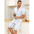 thumbnail image 5 of EA'S SECRET Mens Pajamas Set 100% Cotton Short Sleepwear Sets Classic Button Down Loungewear Summer Mens Pjs Sets With Pockets (White,L), 5 of 8