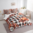 thumbnail image 3 of jejeloiu Autumn Pumpkin Maples 7pcs Bedding Comforter Set,White Black Checkered Queen Bedding Sets,Rustic Farmhouse Cabin Queen Sheet Sets For Men Women,Luxury Bedroom Decor Reversible, 3 of 8