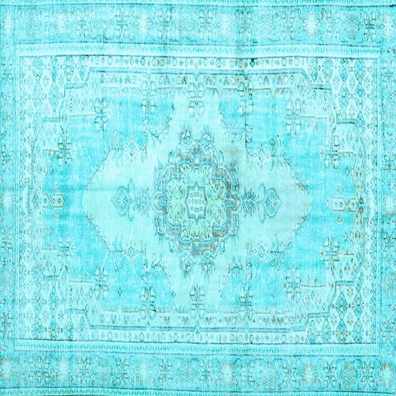 Ahgly Company Indoor Square Persian Light Blue Bohemian Area Rugs, 5' Square