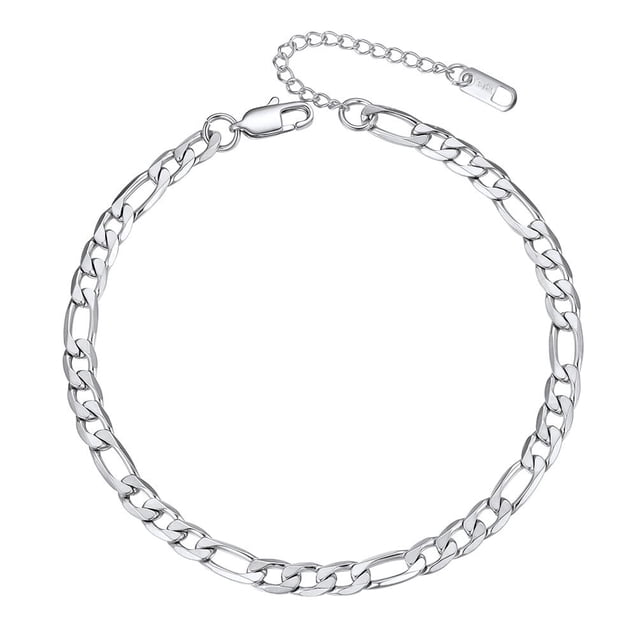 PROSTEEL Pulsera tobillera de plata de 6 mm para mujeres y niñas, cadena de fígaro de acero inoxidable, tobillera de playa de verano, cadena de pie, joyería, regalo de cumpleaños