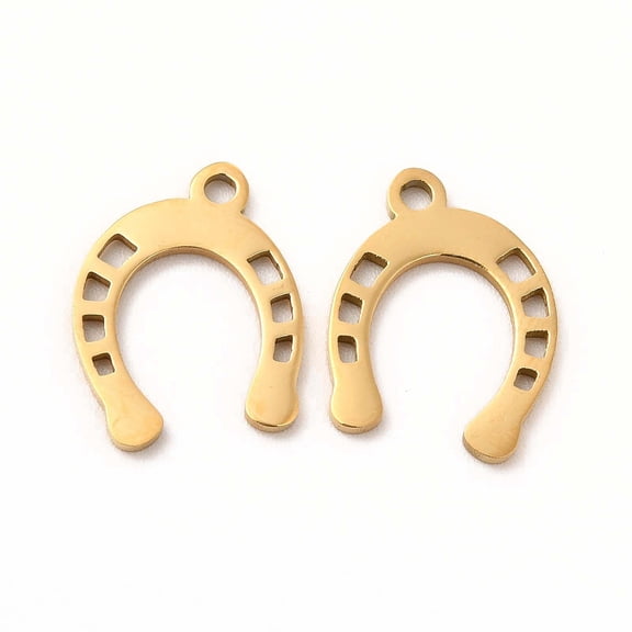 20pcs 201 Stainless Steel Horseshoe Golden 13.5x10.5x1mm Hole: 1mm