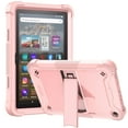thumbnail image 2 of Dteck Case for Kindle Fire HD8/HD8 Plus (12th Generation 2022) 8 inch,Heavy Duty 3-Layer Rugged Silicone+Plastic Case Shockproof Kickstand Cover,Rosegold, 2 of 8