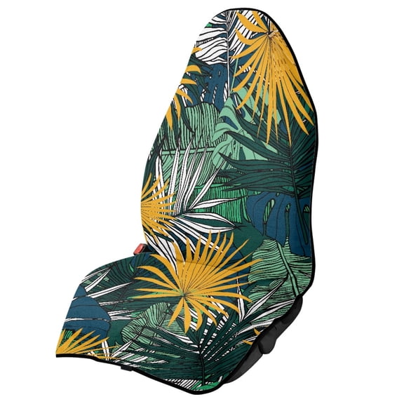 Chririnla Tropical Foliage Print Car Seat Towel Cover Anti-Slip, Suitable for Truck Seat Van Bucket Seat, Terry Cloth Car Seat Cover for Trucks SUVs