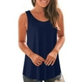 thumbnail image 2 of WREESH Womens Summer Tank Tops Solid Color Round-Neck T Shirts Sleeveless Casual Loose Blouses Pullover Tunic Tops Navy, 2 of 6