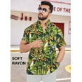 thumbnail image 2 of LA LEELA Men's Hawaii Shirt Short Sleeve Summer Tops Holiday Stylish Men Vacation Beach Shirt Button Down Funky Shirts For Mens XXL Tropical Bird, Green, 2 of 5