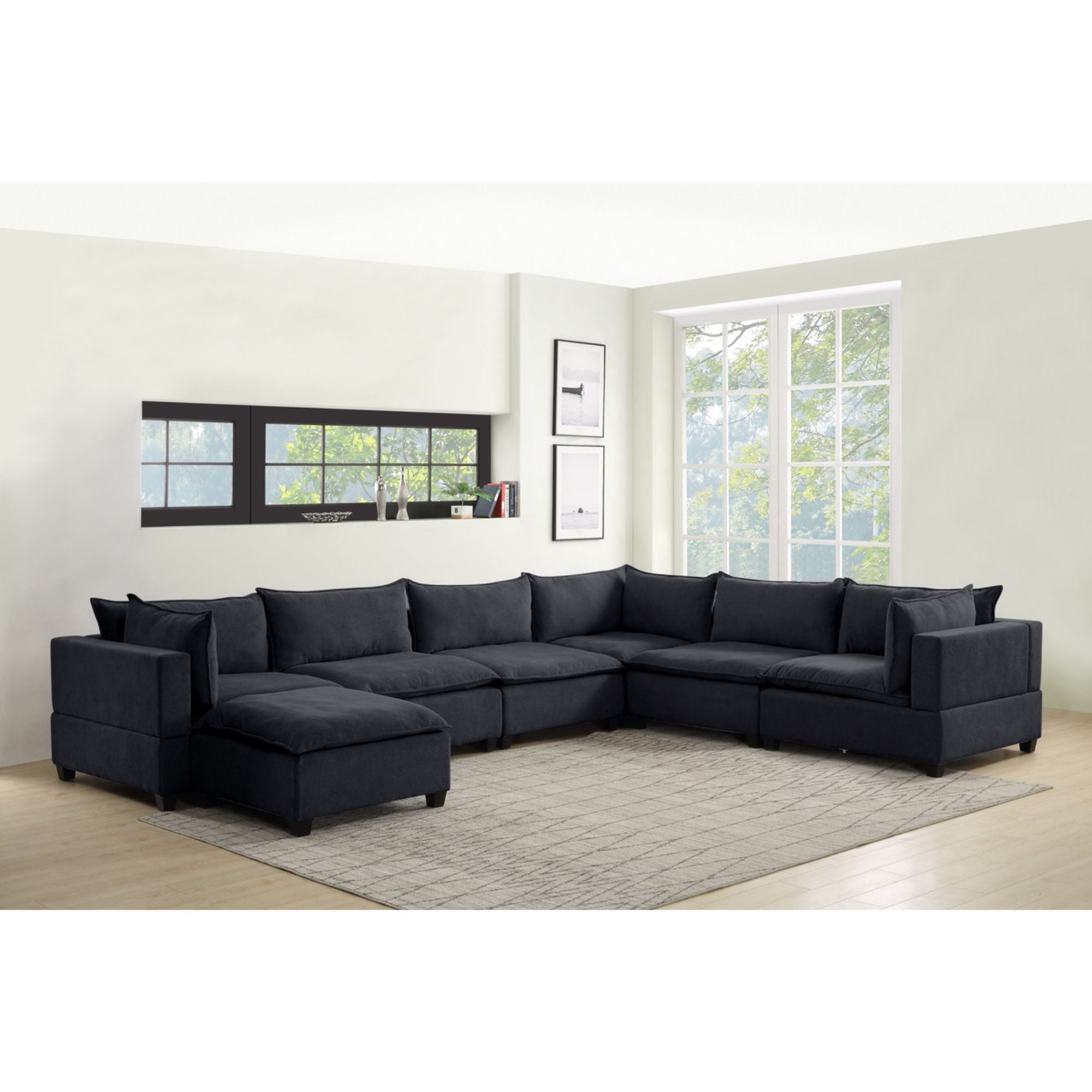 Contemporary Home Living 158" Madison Dark Gray 7-Piece Modular