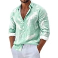 thumbnail image 4 of Zysthvn Long Sleeve Shirts for Men Vacation Casual Plus Size Mens Tees Printed Lapel Comfy Button Tops, 4 of 5