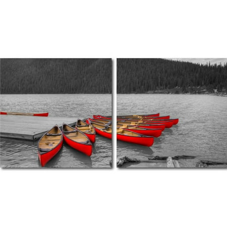 UPC 847321011458 product image for Wholesale Interiors Baxton Studio Crimson Canoes Mounted 2 Piece Framed Photogra | upcitemdb.com