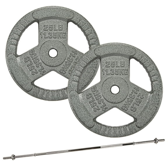 BalanceFrom 1-Inch Cast Iron Olympic Weight Plate Set,with 5FT Barbell, Star Locks,25/35/45LB Weight Plate Options,for Strength Training & Weightlifting