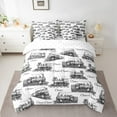 thumbnail image 2 of Homewish Gray White 7pcs Bedding Comforter Set,Vintage Western Train Queen Bedding Sets,Retro Vehicles Car Queen Sheet Sets For Boys Teens,Super Cozy Room Decor, 2 of 8