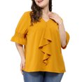 thumbnail image 2 of BluCon Volantes Cuello En V Mangas Fruncidas TalGrande PaMujer Amarillo XXL, 2 of 6
