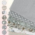 thumbnail image 4 of Uxcell Paquetes de Tela de Algodón, 7Pcs 10 x 10 pulgadas 100% Algodón Cuadrados de Tela Pre-cortados Impresos Florales para Costura, Patchwork, Acolchado y Manualidades, Gris, 4 of 7