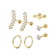thumbnail image 2 of 10 Pares Piercing Aretes Oreja Cartílago Acero Inoxidable Xtellar dorado, 2 of 3