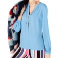 thumbnail image 1 of INC Blusa con cuello dividido para mujer, azul, grande, 1 of 1